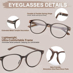 SKYOLUY 2 PCS Distinctive Progressive Multifocus Reading Glasses Women, Retro Anti Blue Light/Eye Fatigue/UV Computer Readers, Vintage Lady No-Line Multifocal Eyeglasses (Brown&Light Apricot, 1.5x)