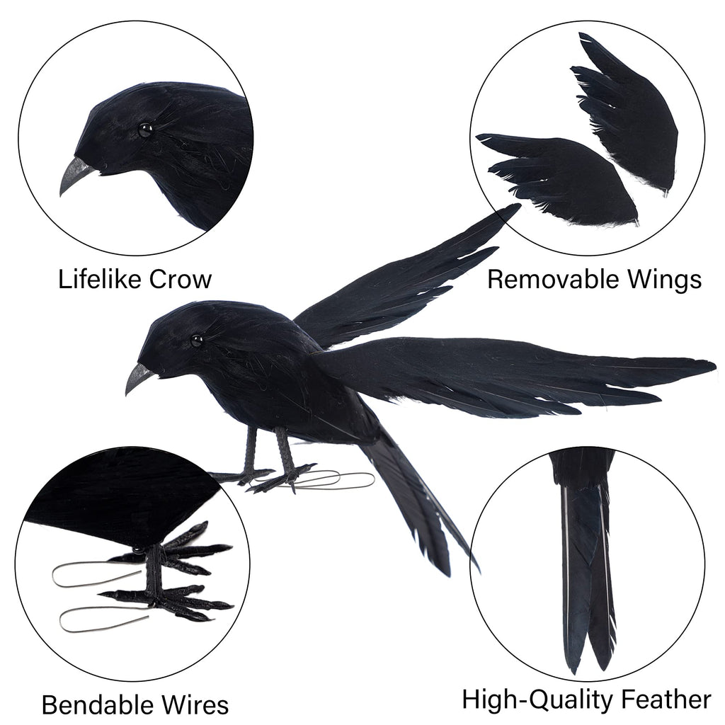 YOFIT Halloween Crow Decorations 6 Pack Fake Black Crows and Ravens