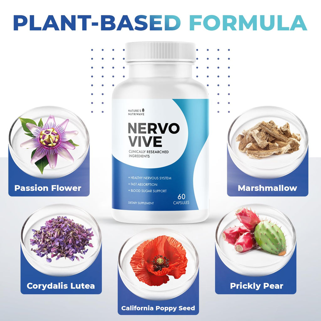 Nervovive – Botanical Capsules, USA Made – 60 Ct, 6 Month Supply