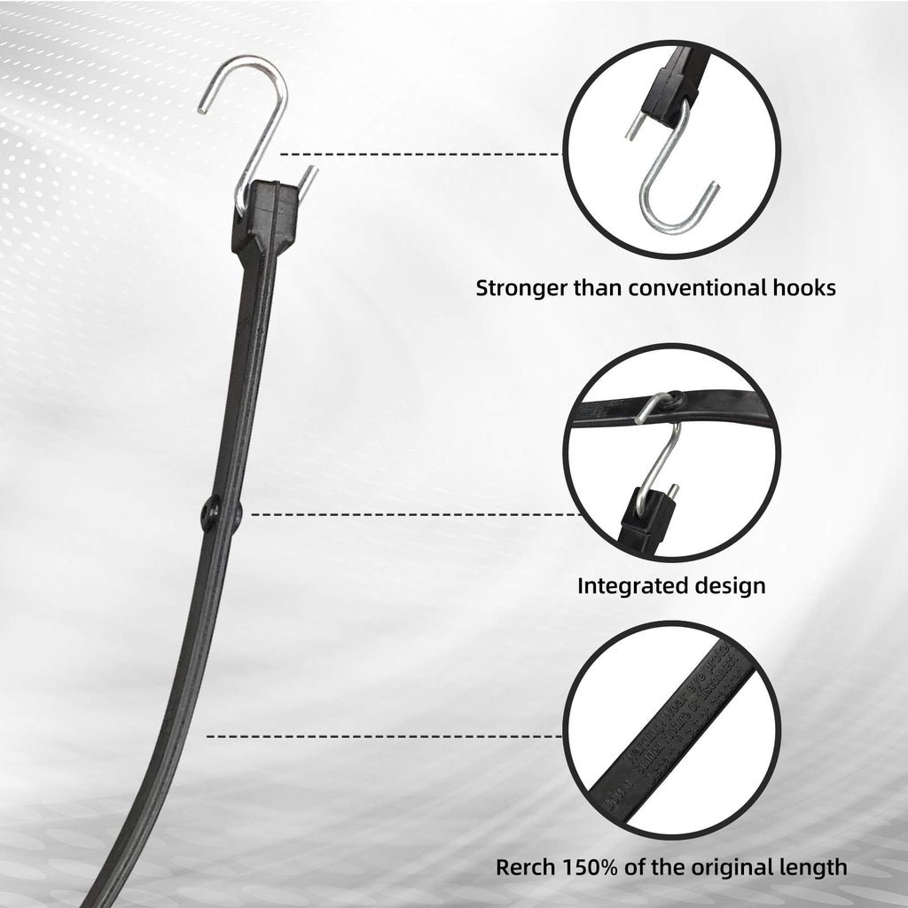 ROBLOCK Adjustable 31" Rubber Tarp Straps with 150% Max Stretch, 100% EPDM Bungee Cords with Metal Crimped S Hooks, Ideal for Securing Tarps, Cargo, Canvases, Weatherproof (10 Pack)