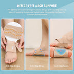 Fit Geno Arch Support for Plantar Fasciitis Pain Relief - Upgraded Non-Slip barefoot arch support for women - Adjustable Compression brace w/Gel Pads for Flat Feet High & Fallen Arch, Nude