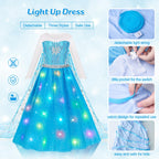 Meland Light Up Princess Dress for Girls Ages 3-10, Dress Up Toys Gift Set