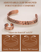 Fashtour Pure Copper Bracelet & Ring Set for Men & Women, Handmade