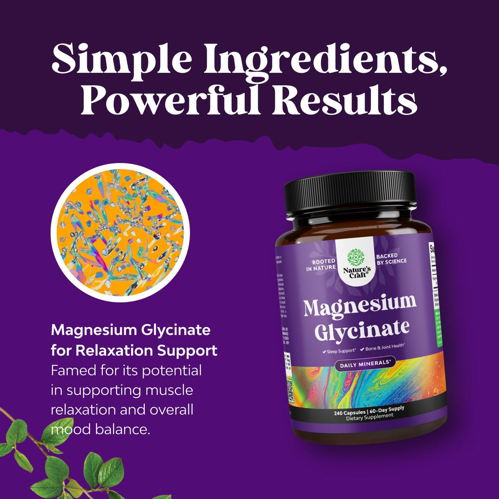 Pure Magnesium Glycinate Supplement 400mg Per Serving - Vegan High Absorption Chelated Magnesium Capsules for Women & Men with Elemental 400mg for Mood Sleep and Relaxation Support - 240 Count