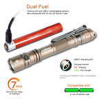 ACEBEAM TAC 2AA EDC Tactical Dual Modes Flashlight Rechargeable, 1400 High Lumens Flashlight, Dual Switch Pocket LED Flashlight, Super Bright Small Flash Light for Emergency, Camping, Home(SFT-25R HI)