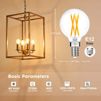 GvvooHome E12 G16.5 Candelabra Bulb, G16.5 Round Small Globe LED Bulb 2700K Warm White, Dimmable 4W 40W Equivalent, 400LM 90+CRI, Globe Light Bulbs Ideal for Ceiling Fans & Chandeliers, 6 Pack