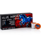 Blue Horse 100% Kona Coffee Pods, Medium Roast, 10ct Single Serve, Compatible with K Cups 2.0, Farm Fresh, Authentic Arabica Beans from Hawaii’s Big Island with a Smooth, Rich Flavor