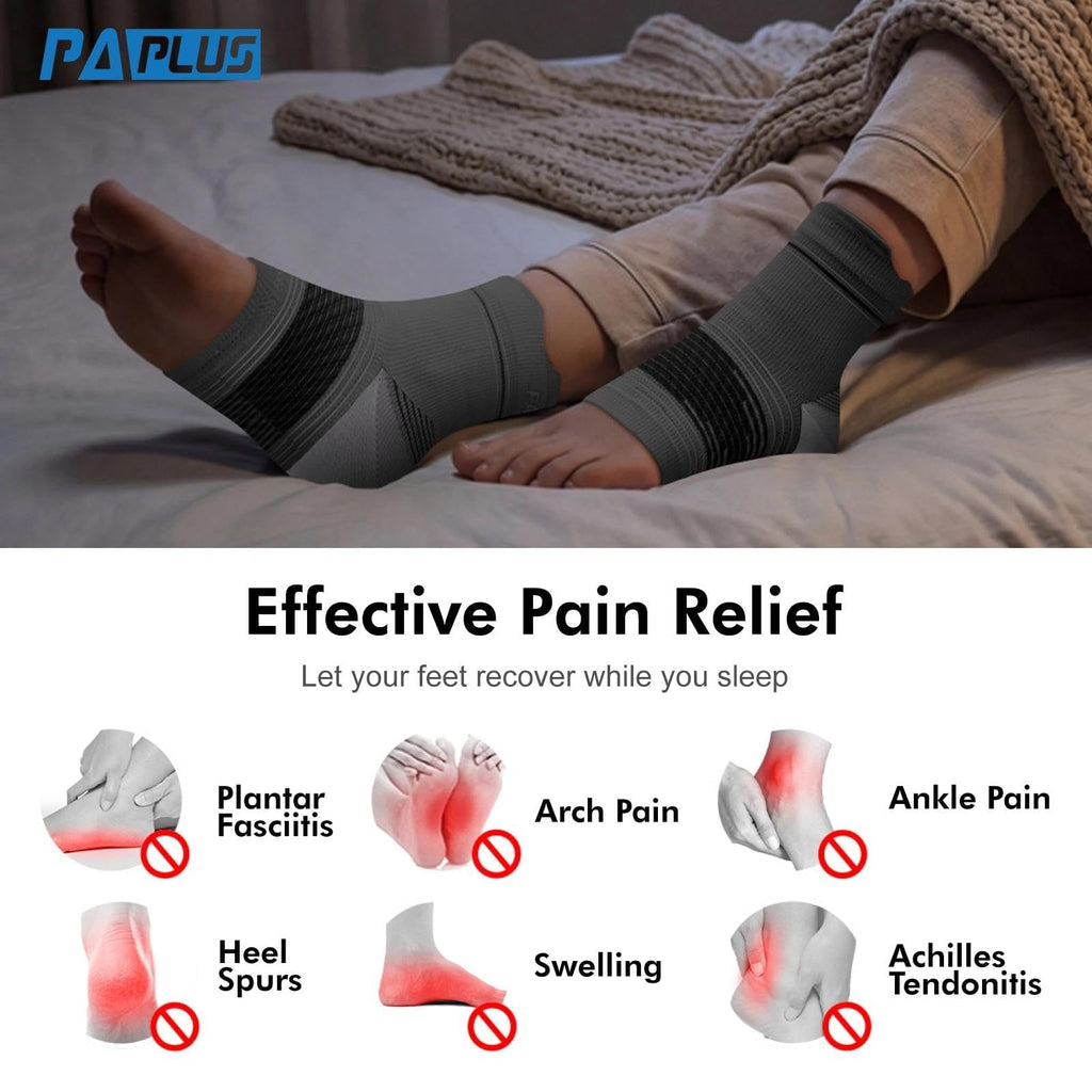 Plantar Fasciitis Sock (6 Pairs) for Men and Women, Compression Foot Sleeves with Arch and Ankle Support, Gray, Large