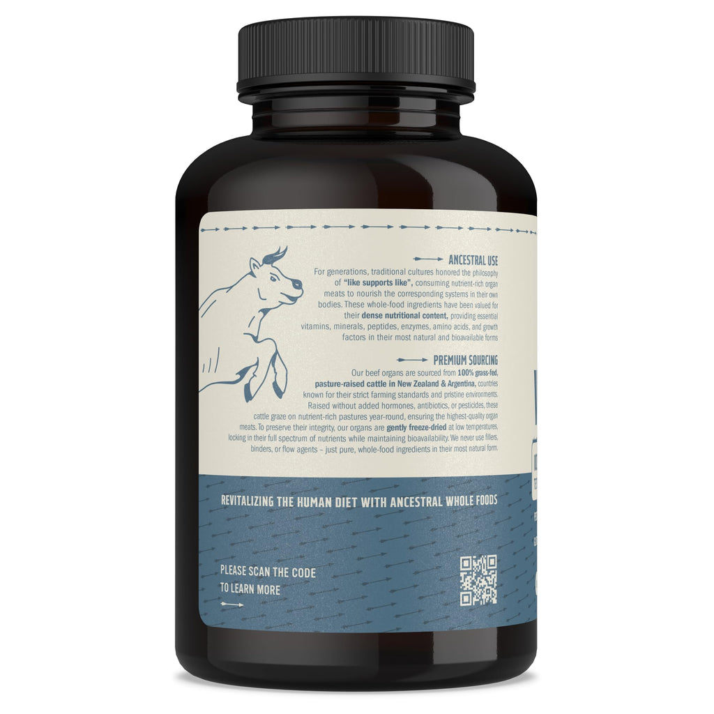 Tribal Nutrition 100% Grass Fed Beef Testicle with Prostate, Blood, Liver & Heart - Beef Organ Supplement for Men - 3000mg / 30 Servings