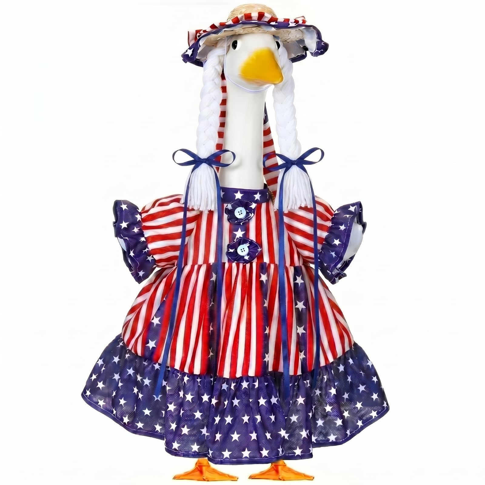 Sunnymove 4th of July Goose Outfit for 23'' Patriotic Porch Geese Costume for 250th Anniversary USA Outdoor Patio Lawn Decor (Red Blue White1)