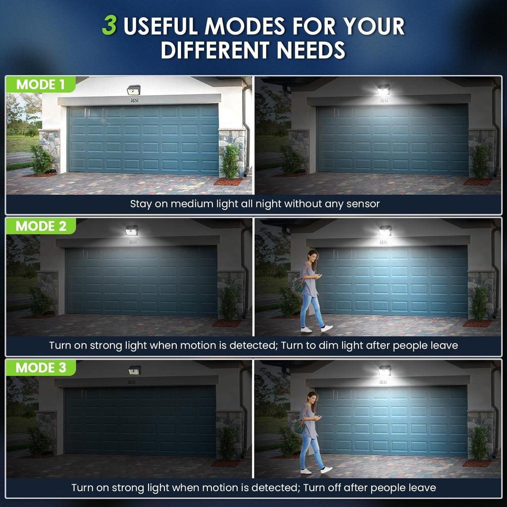 [16 Packs] Solar Motion Lights Outdoor, Ultra Bright Solar Fence Lights with Motion Sensor, IP65 Waterproof Security Light 3 Modes, 270° Lighting Angle, Wall Lights for Deck Patio Fence Garage Door