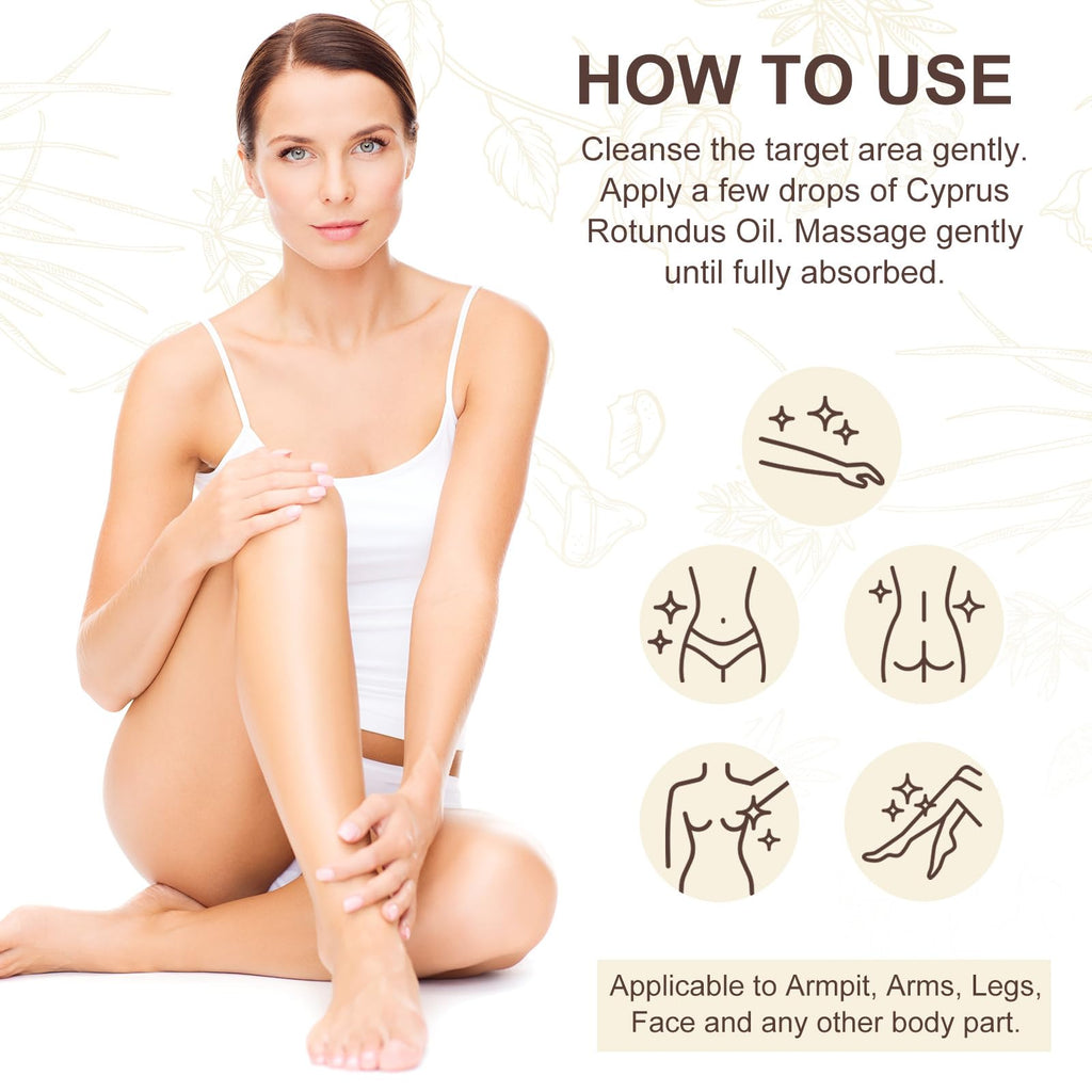 Premium Cyperus Rotundus Oil 2PCS - Reducing Body Hair Growth | 100% Pure Cyperus Rotundus Essential Oil for Smooth Skin & Hair Removal, 60ml