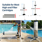 Vootenec Dual Vertical/Horizontal Pool Filter Cleaner Stand Tool - Boosts Cleaning Speed, Universal Fit for 3", 4", 6" Filter Cartridges