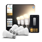 Philips Hue Smart LED A19 Bulb 4-Pack, Warm White Light 2700K, E26 Base, 9W, 810 Lumens, Dimmable LED Bulbs, Works with Alexa, Google Assistant, and Apple Home