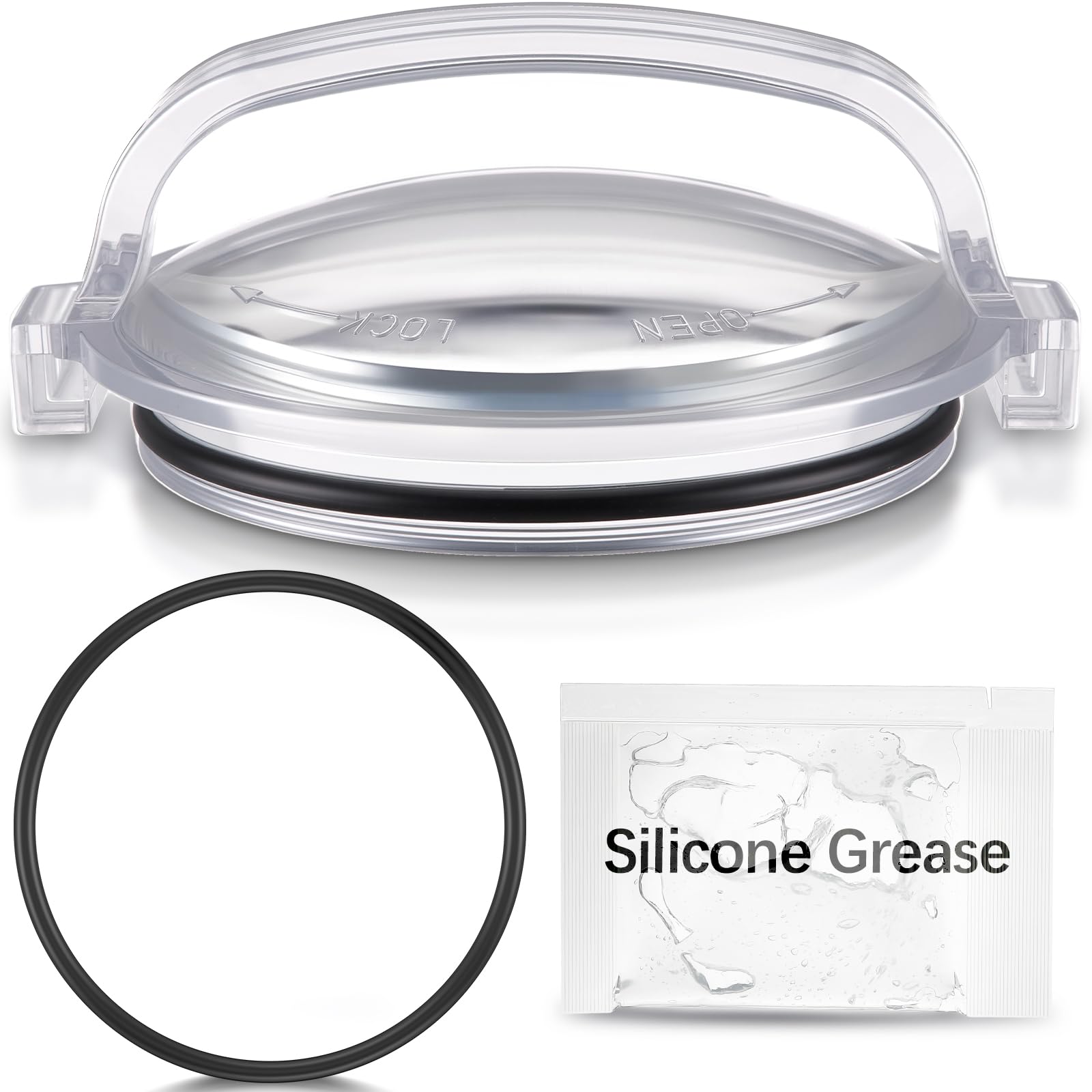 Feekoon Pool Pump Lid and O Ring, Pump Strainer Lid Compatible with Hayward Power-Flo SPX1500D2A, Clear Strainer Cover Replacement, 1 Extra O Ring and Lubricating Grease Included