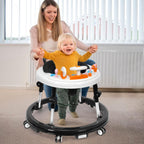 HolyBase Music and Lights Baby Walker Foldable with 9 Adjustable Heights, Baby Walker with Wheels Portable, Infant Toddler Walker for Baby Boy Girls 6-18 Months