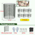 6 Pack Plant Protector from Animals, 13.5" Dia x 14" H Wire Plant Protectors, 18pcs Pre-Bent Metal Mesh to Keep Animals Out with Zip Ties & Stakes (6 Packs)