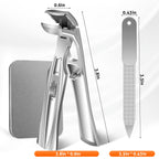Toenail Clippers for Seniors Thick Toenails, Upgrade Angled Head Large Toe Nail Clippers for Men with Wide Jaw Opening, Sharp Heavy Duty Fingernail Clipper Cutter with Catcher Long Handle - Silver
