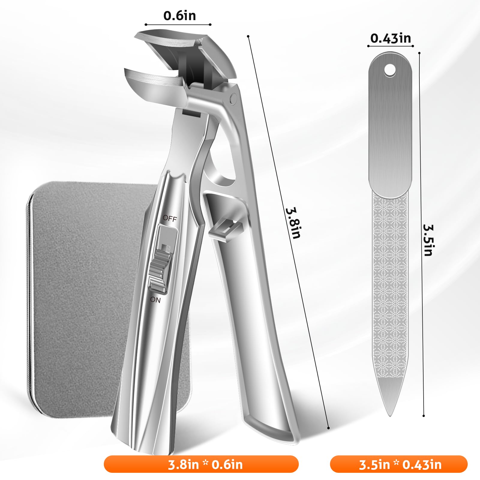 Toenail Clippers for Seniors Thick Toenails, Upgrade Angled Head Large Toe Nail Clippers for Men with Wide Jaw Opening, Sharp Heavy Duty Fingernail Clipper Cutter with Catcher Long Handle - Silver