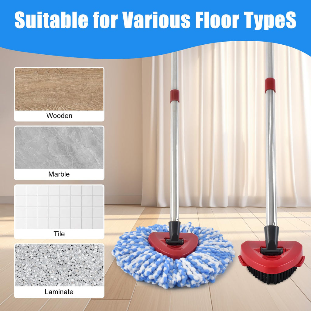Hezane 4Pack Mop Replacement Head for O Cedar RinseClean 2 Tank System, Mop Replacement Base and Upgrade Scrub Brush for O-Cedar,Spin Microfiber Mop Refills for Cleaning All Floors