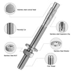 Wensilon 30Pcs 1/2x6 Inch Standard Fasteners for Heavy-Duty 304 Stainless Steel Wedge Anchors for Cement and Concrete