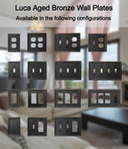 OKAWYC Double Toggle/Single Decorator Light Switch Cover Luca Metal Wall Plate, 2-Pack Aged Bronze 3 Gang, Light Switch Cover, Receptacle Dimmer Switch GFCI Outlet Decorative Wallplate, Durable