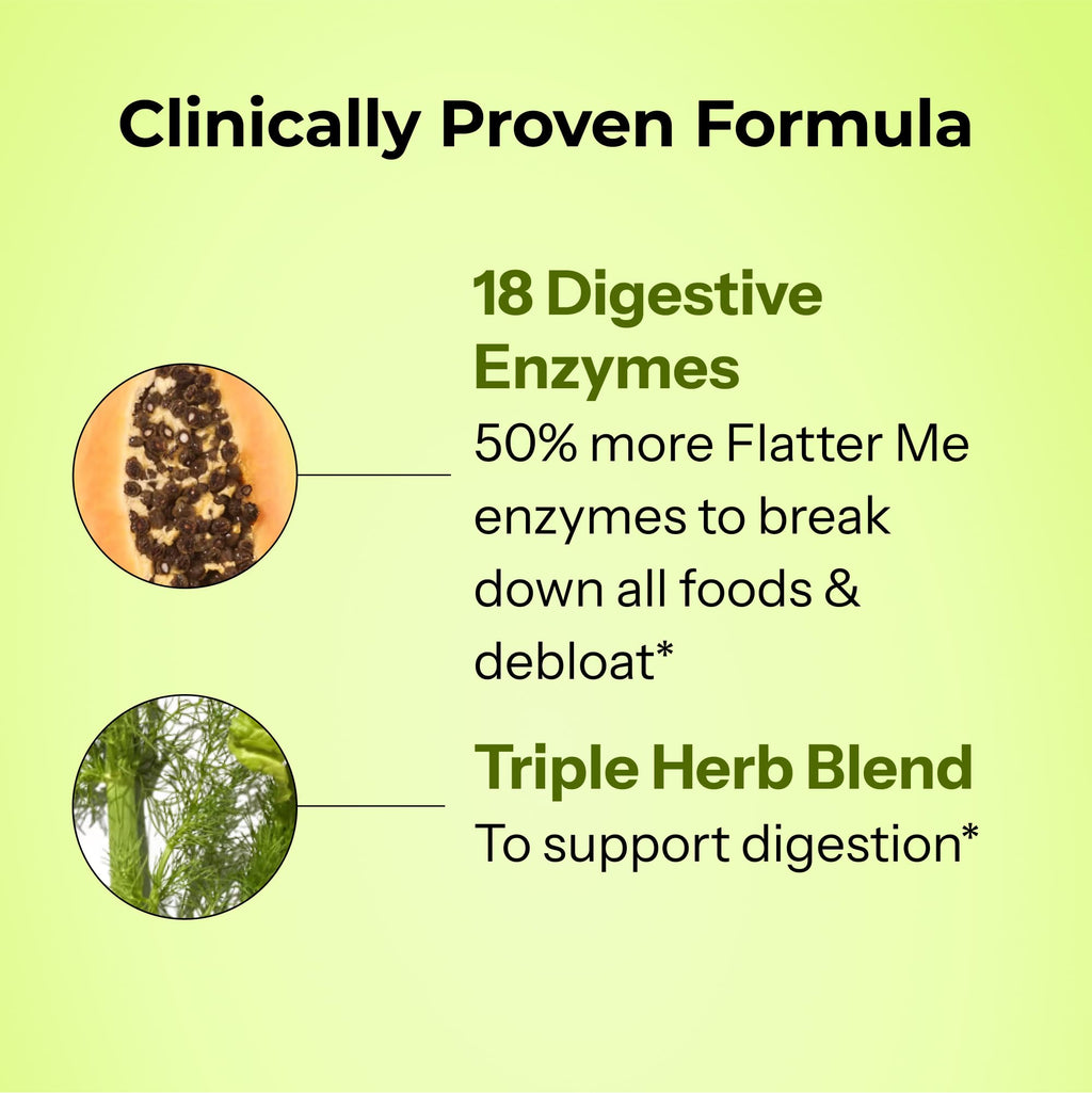 HUM Flatter Me Extra Strength Digestive Enzymes for Women, Men, Digestive Gut Bloating Supplement, Ginger, Peppermint Leaf, Fast Acting Anti Bloat Pills Multi Enzyme for Debloating, 60 Capsules