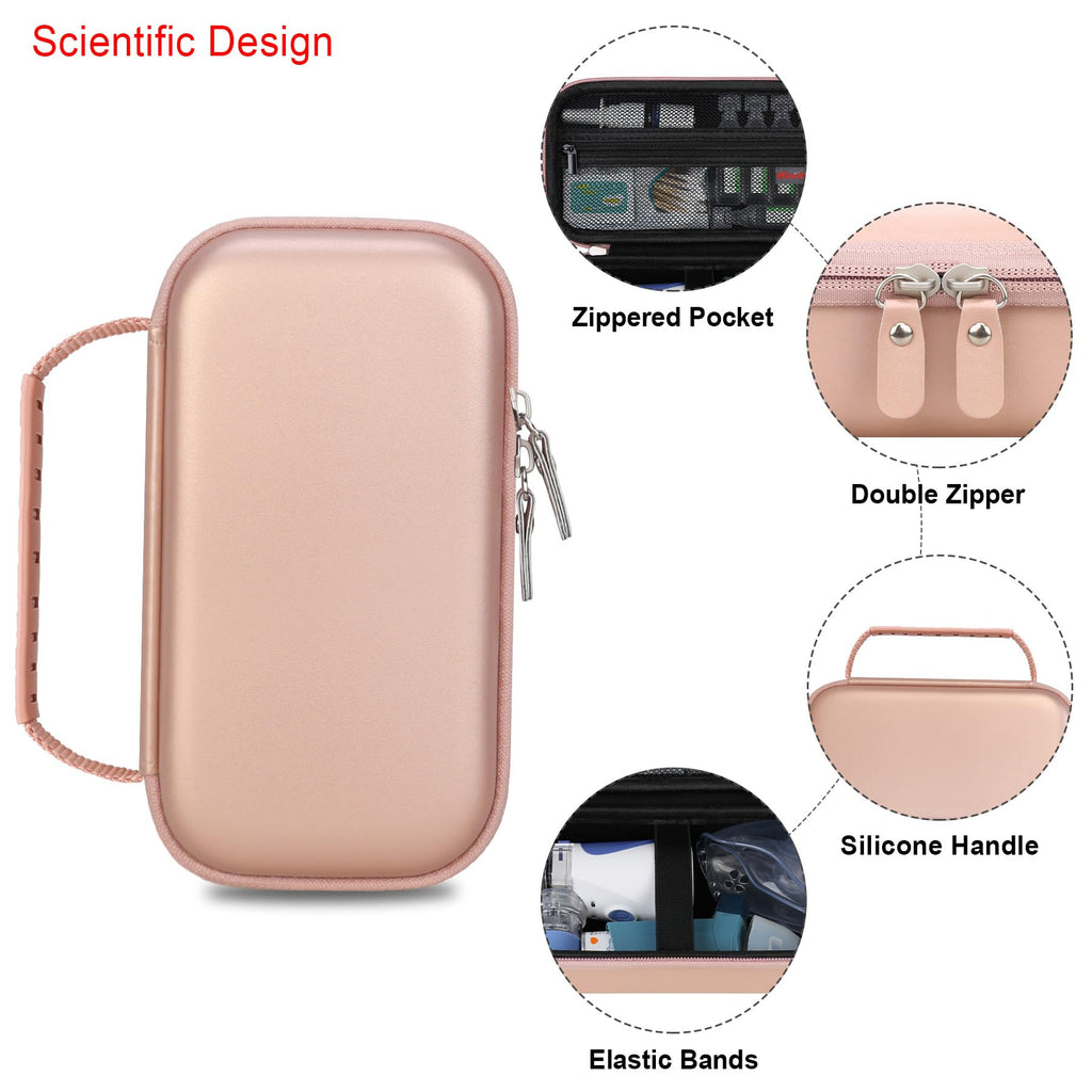 Elonbo Carrying Case for Portable Handheld Inhaler Nebulizer Machine for Adults and Kids, Asthma Inhaler Travel Case, Handheld Mesh Atomizer Machine Holder, Inhaler Spacer Bag, Rose Gold