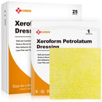 Carbou 4"x4" Medical Xeroform Petrolatum Dressing, Non-Adherent Gauze Pads, Soft Fine Mesh Gauze Patch for Wound Care, Burns, Lacerations, Skin Grafts & Surgical Incisions, 25 Individual Pack