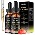 Hovika 2 Pack GABA L-Theanine Drops - Liquid GABA L-Theanine Supplement with Ashwagandha, Magnesium Glycinate, Vitamin C, B6 - Support Sleep, Relaxation, Calm Mood & Focus - Strawberry Flavor