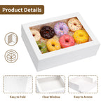 Moretoes 10pcs 14x10x4in Sheet Cake Boxes with Cake Board, White Rectangle Bakery Boxes with Window, for Quarter Sheet Cakes, Donuts, Cupcakes, Brownie&Pie For Graduation