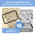 5X Magnifying Glass with Light, Lightweight Full Page Magnifier for Reading, Large Lighted Magnifier with 48 LED Light and Anti-Glare Lens, Ideal Gift for Seniors, Macular Degeneration, Low Visions