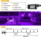 weillsnow 500 LED Halloween String Lights,164 FT Twinkle Lights Waterproof
