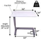 Carex Rolling Overbed Table, Hospital Bed Table, Laptop Tables for Recliner, Bed, Bedside and Sofa, Computer Tables, Hospital Tray, Adjustable with Wheels and Secure Height Adjustment