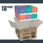 Amazon Basics Facial Tissues with Lotion, 2-Ply, 1350 Count (18 Packs of 75), Cube Box, (Packaging May Vary)