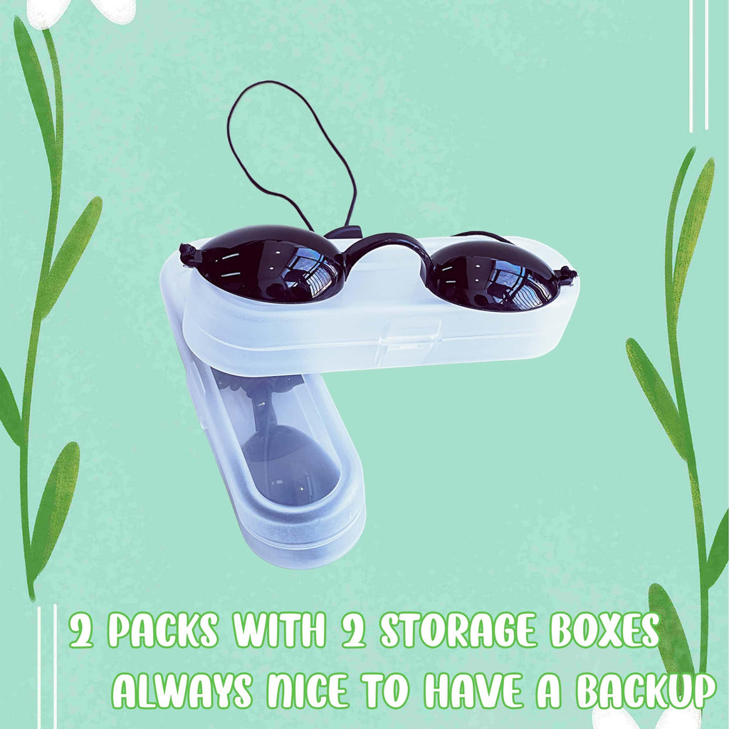 Arthaxi See-Through Safety Goggles Pack of 2, Transparent Safety Glasses for Tanning Use, and Half-clear Eye Protection, 2 Separate Storage Cases Included