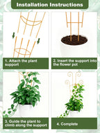 Butterfly Metal Monstera Trellis, Gold Garden Treleaf Expandable Trellis