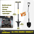 Jardineer Updated Root Shovel, Gardening Shovel Heavy Dutywith Serrated Edge and V-Cut Tip, 44.5" Digging Shovel for Gardening, Camping and Trenching, Ergonomic T-Handle Metal Shovel