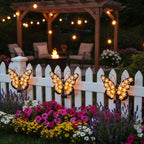 Solar Butterfly Lights Outdoor Metal Wall Decor with 30 Led Decorative