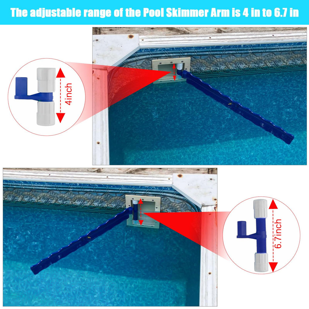 Kardeep Pool Skimmer Arm, Skimmer Guard, Pool Skimmer, Pool Debris Skimmer Catcher, Hands Free Pool Skim-It Fits Most Skimmer Systems on In-ground Pools Outfall Within 4’ to 6.7’ - Blue (Blue)