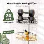 HAMITOR Corner Shower Caddy Tension Pole 4 Tier Rustproof Shampoo Organizer