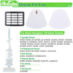 Anewise Filter Replacement for Shark Navigator Lift Away Deluxe Professional Vacuum ZU503AMZ NV350 NV351 NV352 NV355 NV357 NV360 NV370 UV440 UV540, Parts XFF350 & XHF350, 1 HEPA + 2 Pre-Felt Filters