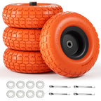 【UPGRADED】4.10 3.50-4 Tire and Wheel, 10 Inch Flat Free Tires