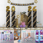 GIMCALO Balloon Column Stand Kit Set of 4, 7ft Height Adjustable Balloon Arch Kit with 2 Ballon Garland Strip, Metal Telescopic Pillar Balloon Stand, Birthday Party, Graduation, Halloween Decorations