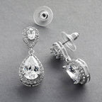 Mariell Cubic Zirconia Crystal Teardrop Dangle Bridal and Wedding Earrings, CZ Jewelry for Brides, Bridesmaids, Homecoming, Prom and Dressy Everyday Wear