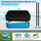 Rectangle Inflatable Pool Cover, Fits 120" L x 72" W Blow Up Pool Cover with Elastic Edge and 2 Buckle Straps, Thickened Waterproof Oxford Inflatable Pool Cover for Above Ground Pool 10'x 6'