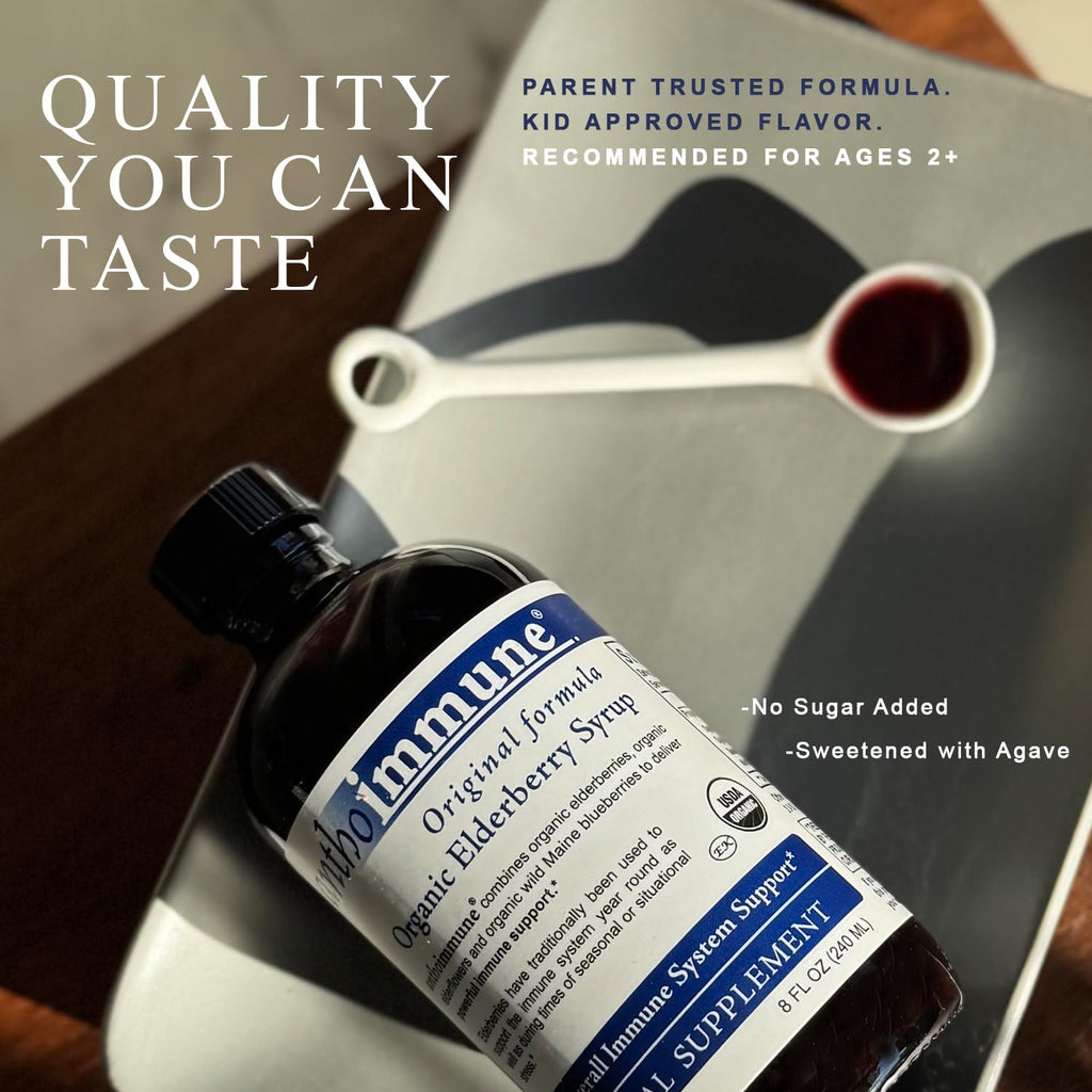 Maine Medicinals Organic Elderberry Syrup - Anthoimmune - Immune Support Supplement for Adults and Kids- USDA Organic, Ultra-Premium Black Elderberry Formula (8 oz) 48 Servings