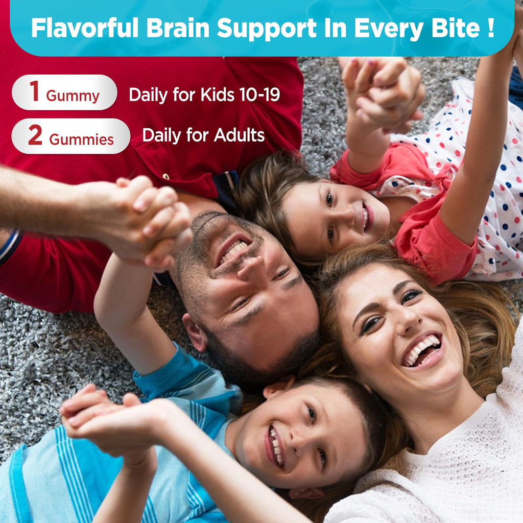 HOLLEGEND Brain Supplement Gummies, Choline + Phosphatidylserine + Lion’s Mane & Vitamins,16-in-1 Brain Supplement for Memory and Focus Support, Adults & Kids, Vegan, Sugar Free, Organic, 60 Chewables
