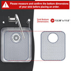 Bestjing 2 Pack Silicone Kitchen Sink Protector Mat with Rear Drain - 13.58''x 11.6'' Kitchen Sink Accessory, Folding Non-Slip Heat Resistant Mat Grid for Bottom of Porcelain Stainless Steel