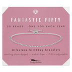 Lucky Feather 50th birthday gifts for her | 50th birthday gifts for women Bracelet | 14K Gold, Rose Gold, or Silver Dipped Beads on Adjustable Cord | Trendy 50 year old gifts for women | With Card